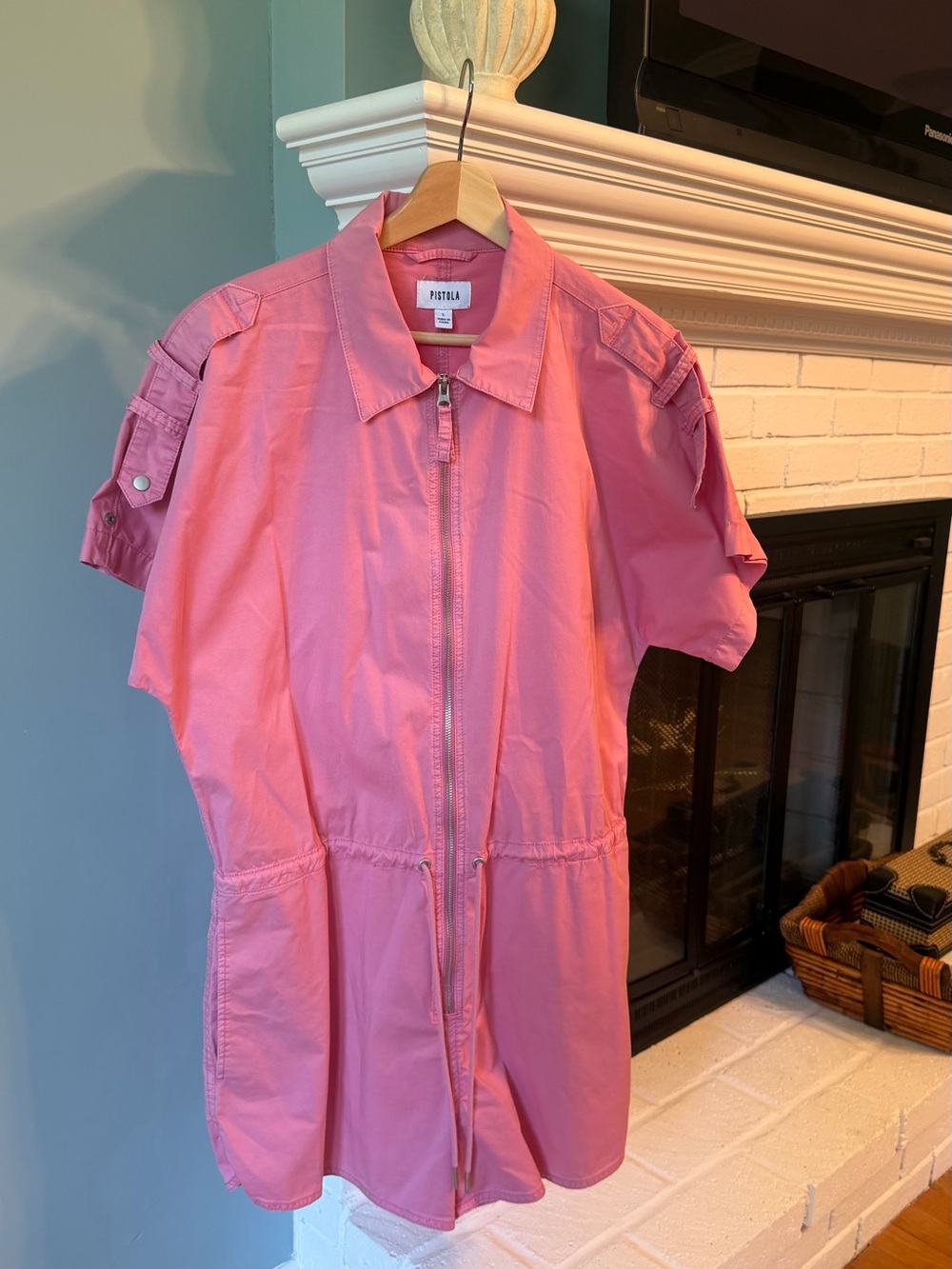 pistola Pink Zip-Front Short Sleeve Romper